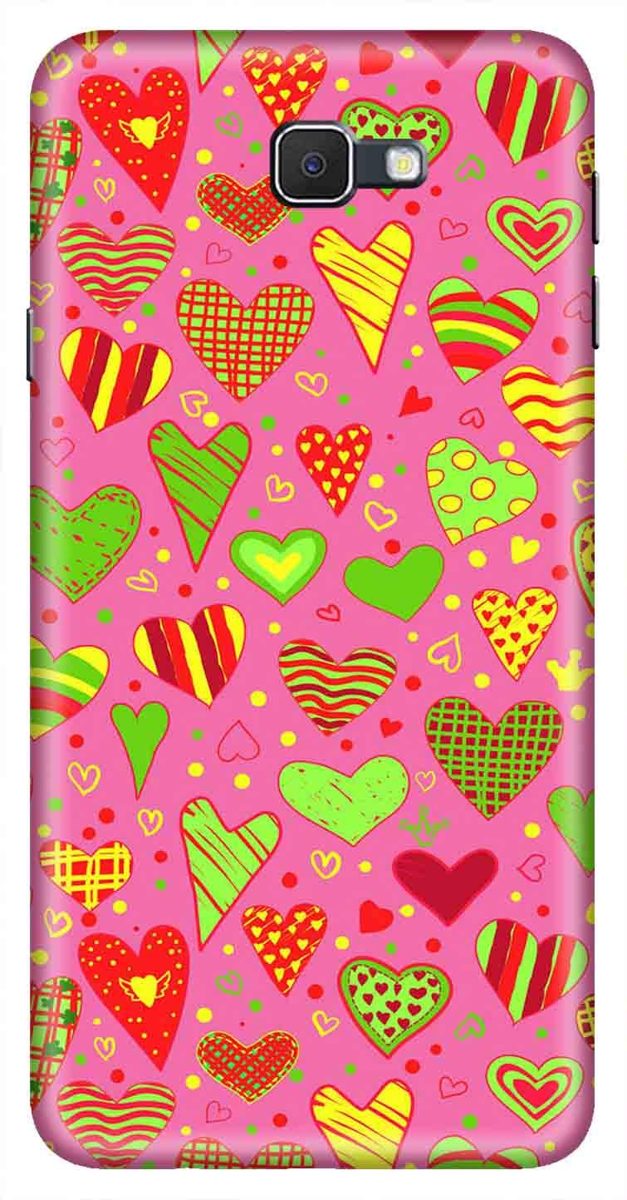 Amazon Brand - Solimo Designer Heart Clip Art Pink Pattern Design 3D Printed Hard Back Case Mobile Cover for Samsung Galaxy J7 Prime