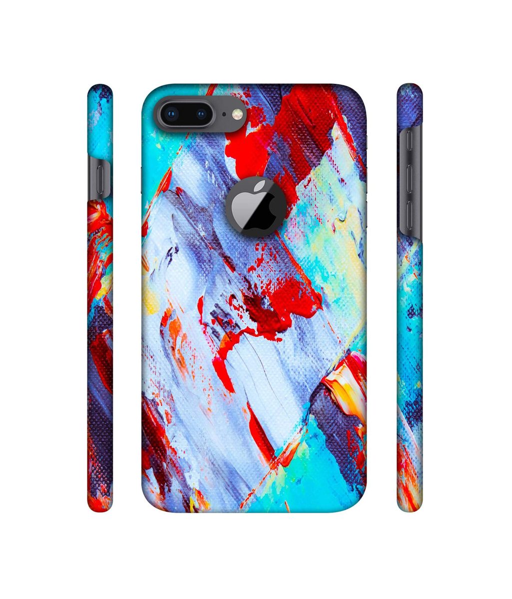 Amazon Brand - Solimo Designer Blue and Red Brush Texture 3D Printed Hard Back Case Mobile Cover for Apple iPhone 8 Plus (with Logo Cut)