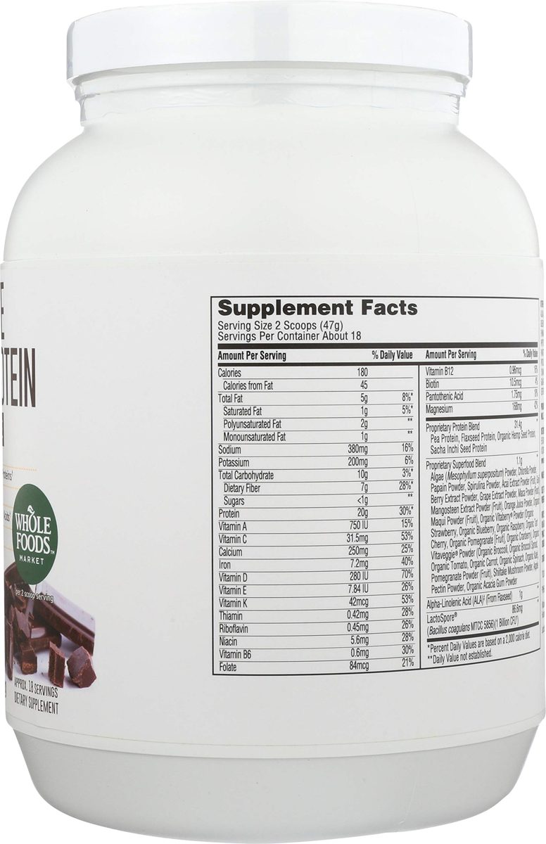 Whole Foods Market, All-In-One Plant Protein, Rich Chocolate, 30 oz