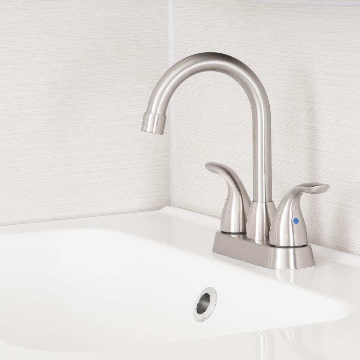 AmazonBasics AB-BF608-SN Basin Faucet-4-Inch, Satin Nickel