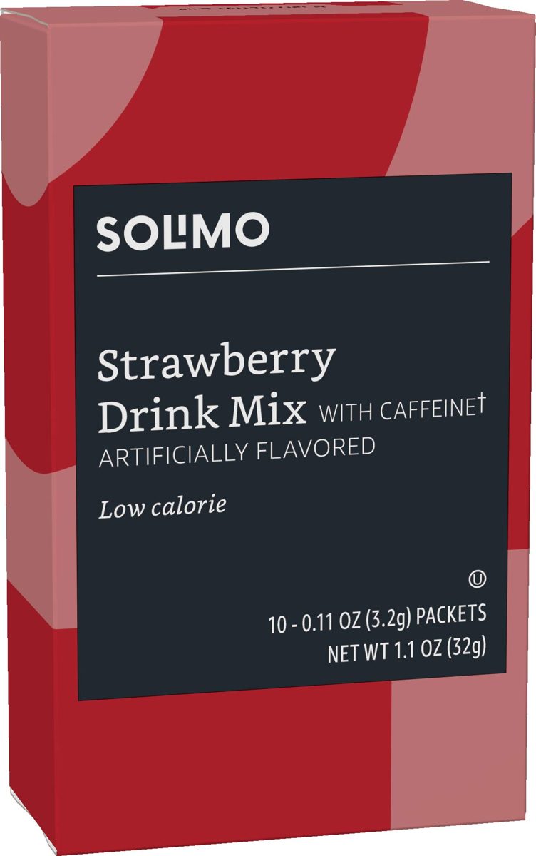 Amazon Brand - Solimo Strawberry Drink Mix Singles ,10 packets, 1.1 Ounce