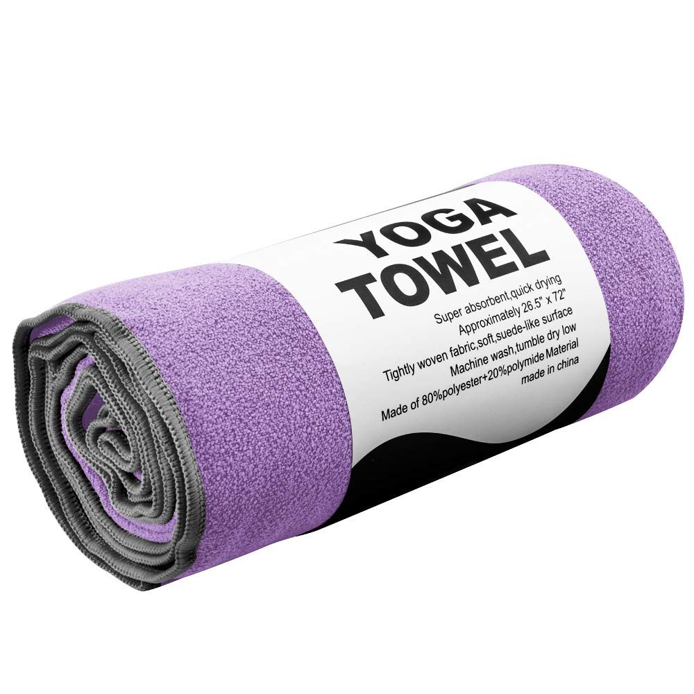 Eono Hot Yoga Towel (72 x 26.5 Inches) for Yoga, Pilates, Workout, Fitness, Sports, Gym, Camping, Travel & More, purple