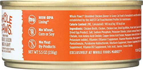 Whole Paws, Grain Free Cat Food, Shredded Chicken Dinner in Gravy, 5.5 oz