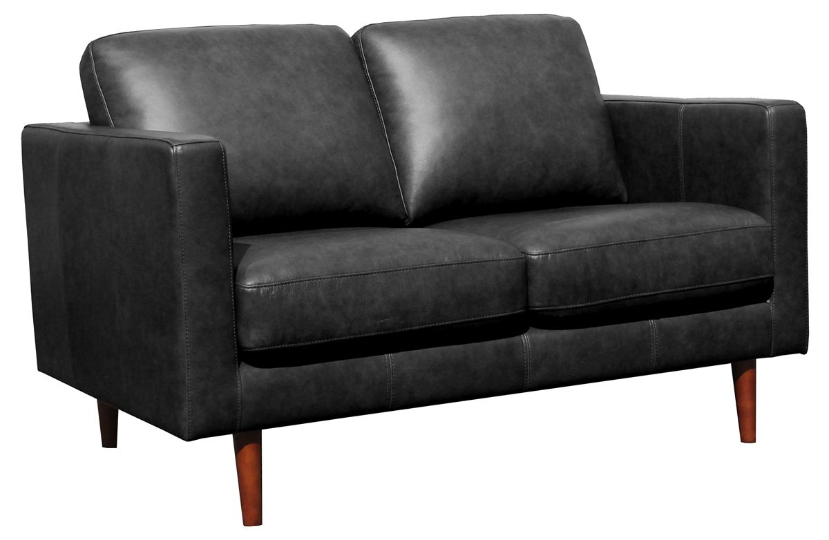 Amazon Brand – Rivet Revolve Modern Leather Loveseat Sofa, 56"W, Black