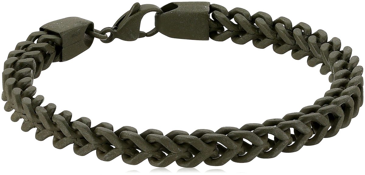Men's Stainless Steel Curb Chain with Military Green Finish
