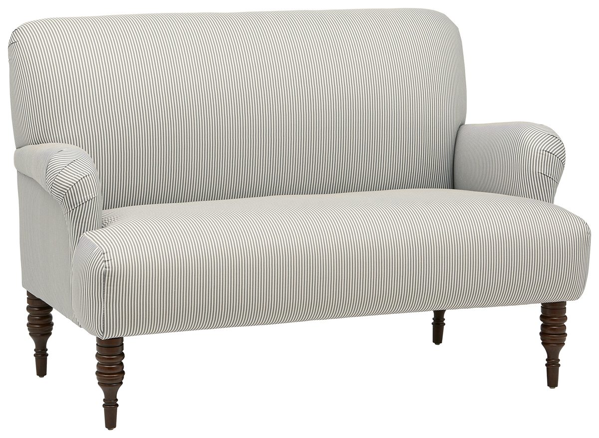 Amazon Brand – Stone & Beam Modern Sweeping Arm Settee, 51"W, Oxford Stripe Charcoal