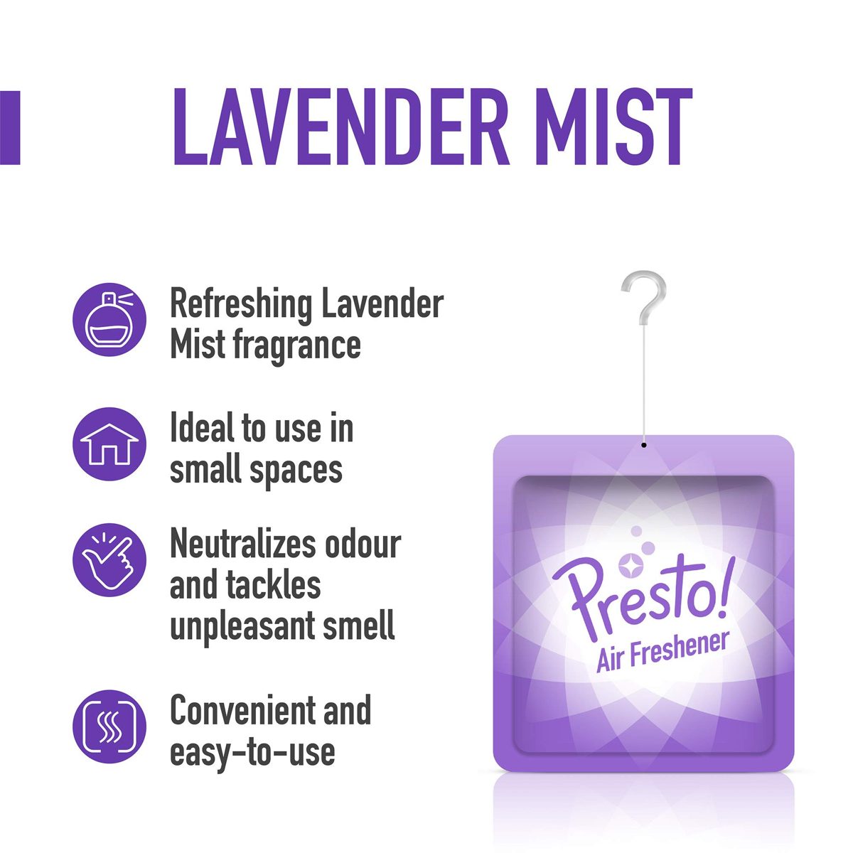 Amazon Brand - Presto! Air Freshener Pocket, Lavender Mist - 10 g (Pack of 3)