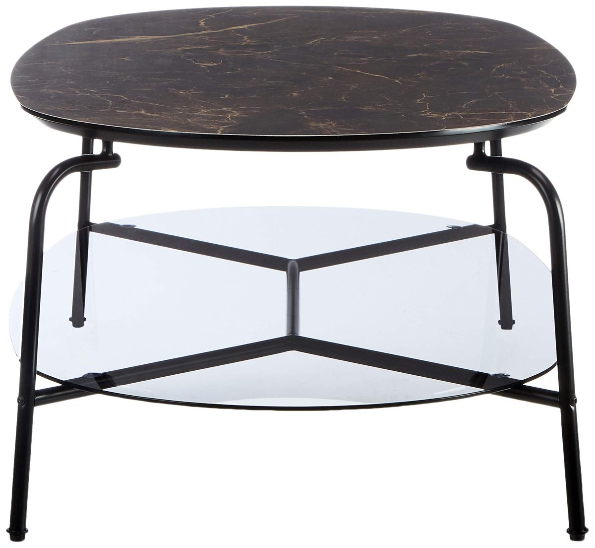 Amazon Brand - Rivet - Round Side Table with Shelf, 110 x 60 cm, Ceramic/Glass