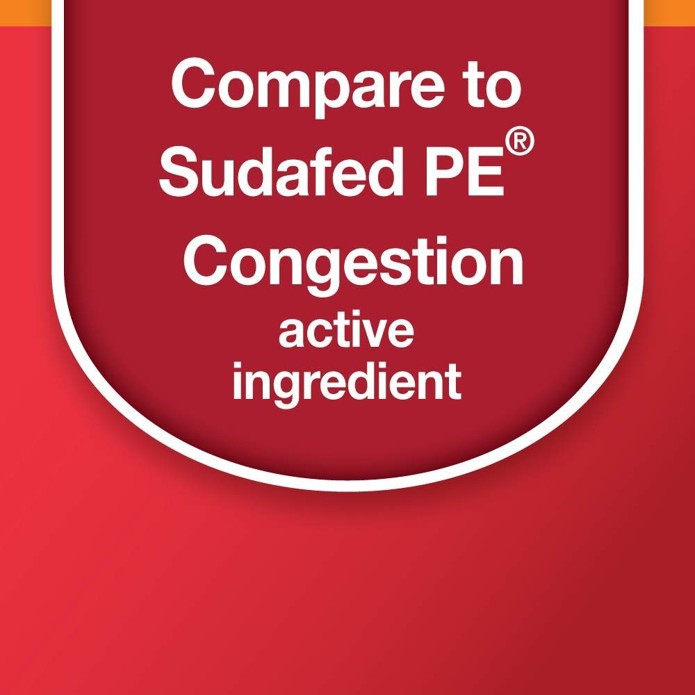 Amazon Basic Care Maximum Strength Nasal Decongestant PE, Phenylephrine HCl, 10 mg tablets. Nasal and Sinus Congestion, Sinus Pressure, 36 Count