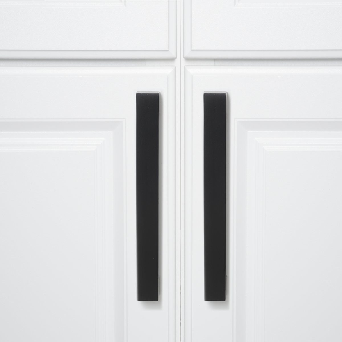 AmazonBasics Short Modern Cabinet Handle, 8.94" Length (7.56" Hole Center), Flat Black, 10-Pack