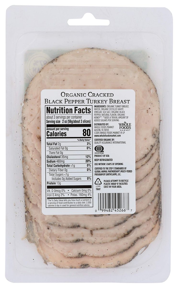 365 EVERYDAY VALUE Organic Sliced Pepper Turkey Breast, 6 OZ