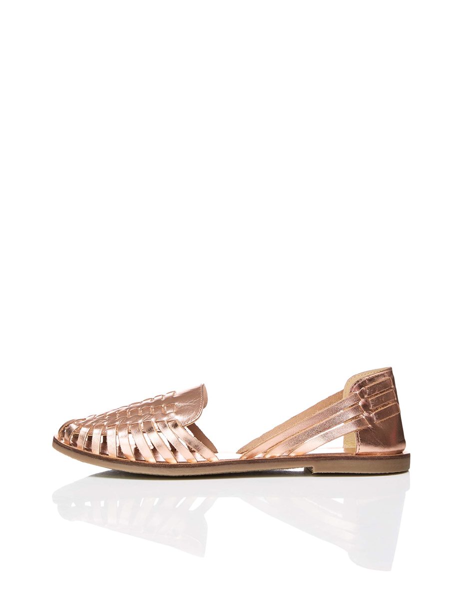 Amazon Brand - find. Women's Leather Hurrache Sandal, Natural, US 9.5