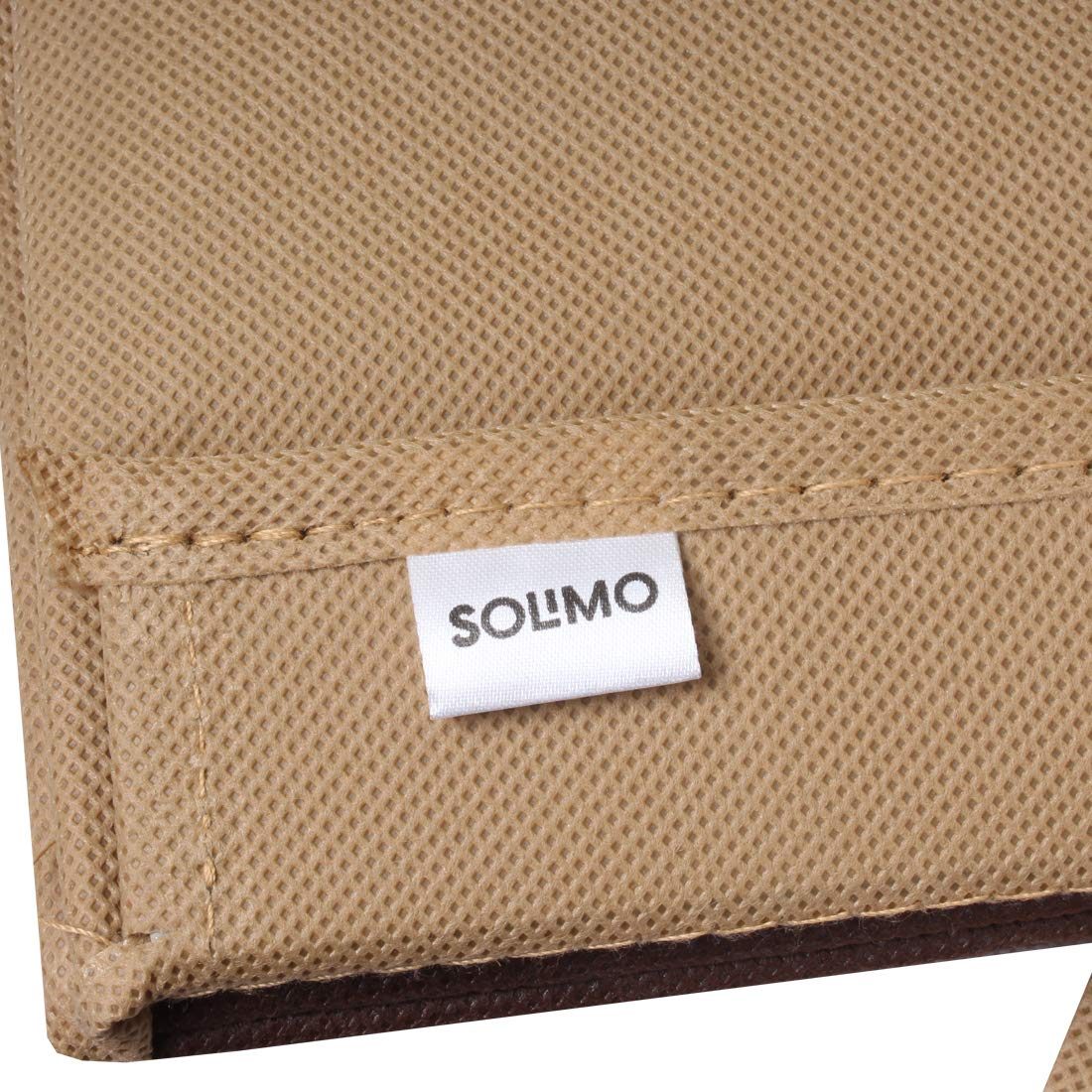 Amazon Brand - Solimo Fabric Storage Box with Lid, Medium, Beige and Brown