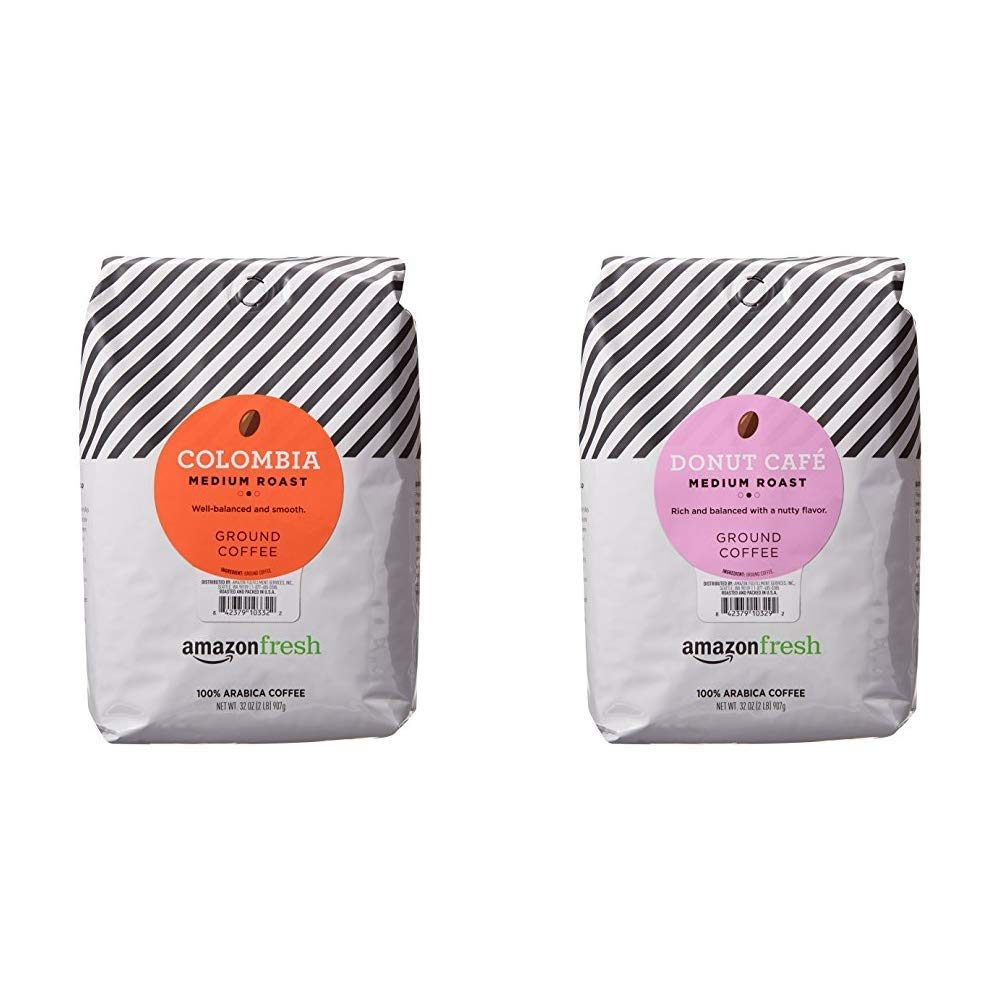 AmazonFresh Ground Coffee 32oz bundle - Colombia Medium Roast and Donut Café Medium Roast