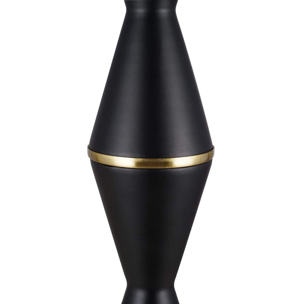 Amazon Brand – Rivet Mid Century Modern Standing Floor Lamp with White Shade and LED Light Bulb - 58.25 Inches, Matte Black and Antique Brass