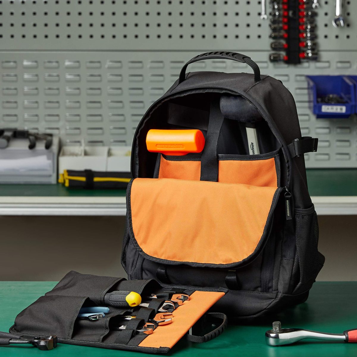 Amazon Basic Tool Bag Backpack - 22 Pockets with Utility Loop
