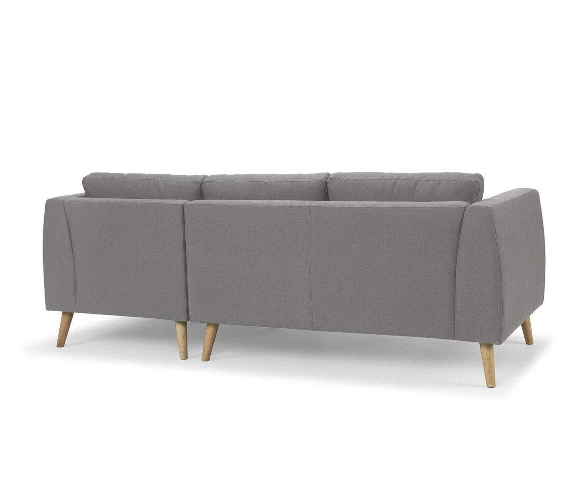 Amazon Brand - Movian Djuran 3-Seater Upholstered L-Shaped Corner Sofa with Right Side Chaise, 230 x 158 x 86 cm, Stain-Resistant Polyester, Steel Grey