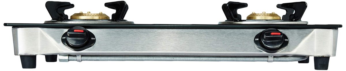 Amazon Brand - Solimo 2 Burner Gas Stove (Glass Top, ISI Certified)