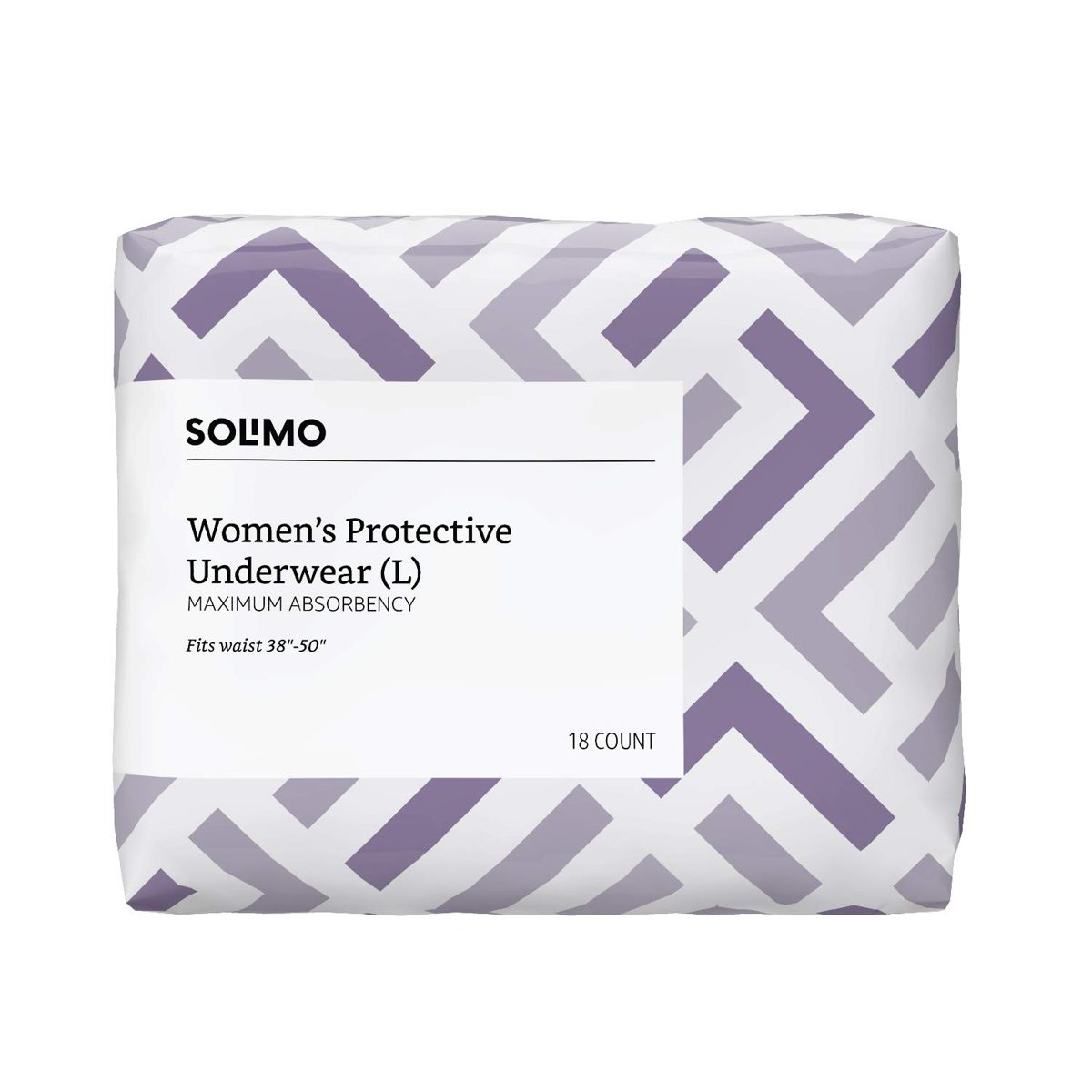 Amazon Brand - Solimo Incontinence Underwear for Men, Maximum Absorbency, Large, 18 Count, 1 Pack