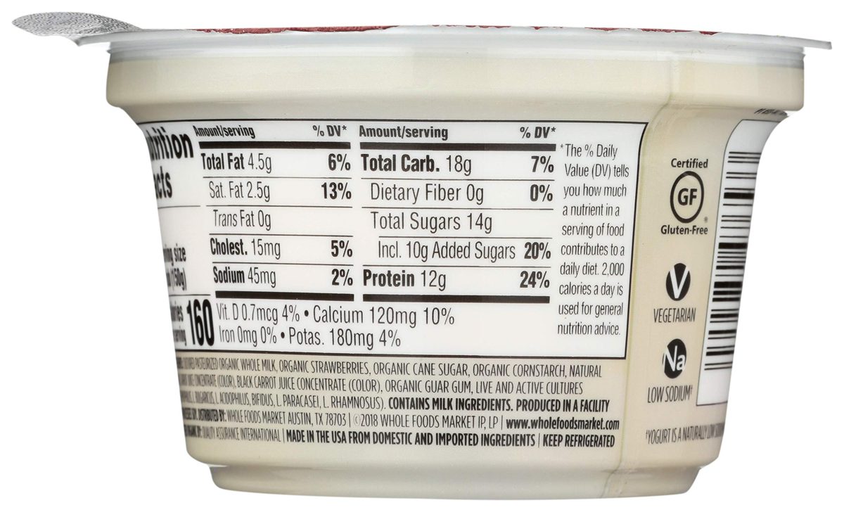 365 Everyday Value, Organic Greek Whole Milk Yogurt with Fruit on the Bottom, Strawberry, 5.3 oz