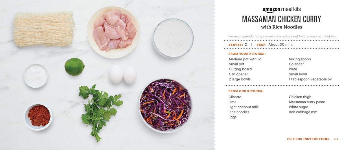 Amazon Meal Kits, Massaman Chicken Curry with Rice Noodles, Serves 2