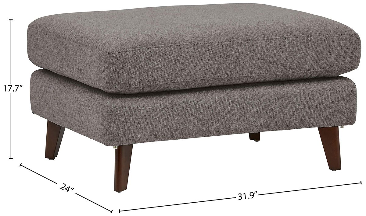 Amazon Brand – Rivet Sloane Mid-Century Modern Ottoman with Tapered Legs, 31.9"W, Storm Gray