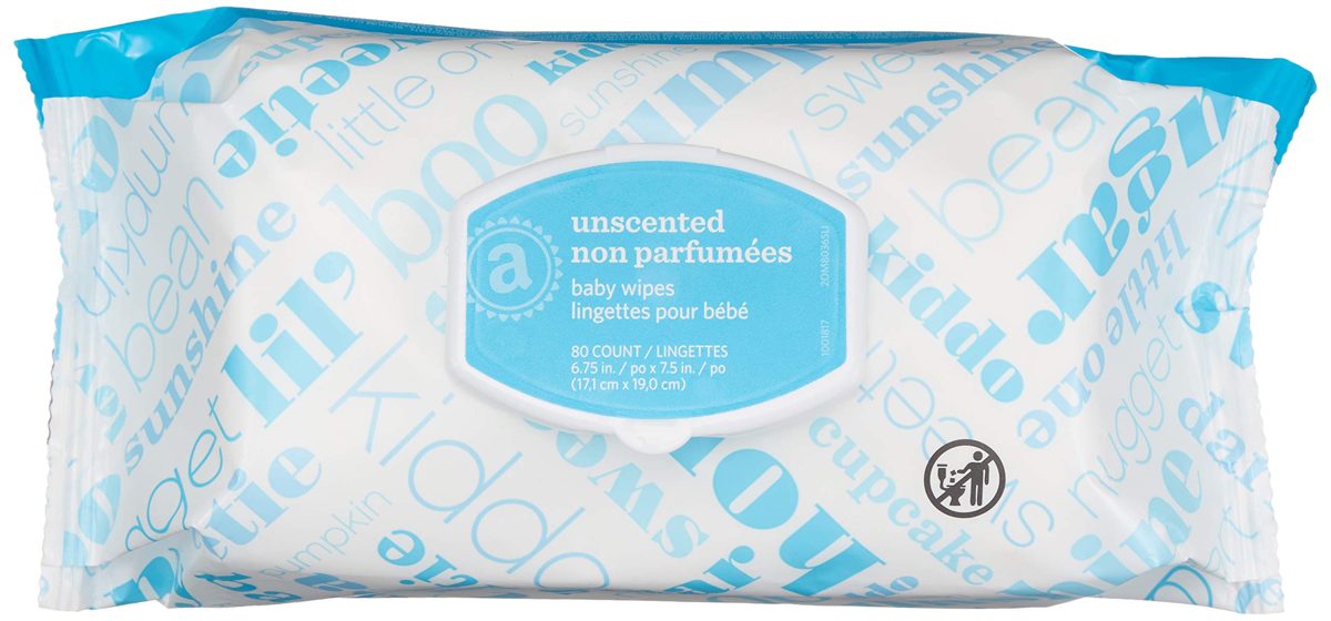 Amazon Elements Baby Wipes, Unscented, 480 Count, Flip-Top Packs