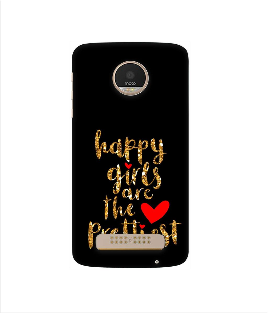 Amazon Brand - Solimo Designer Happy Girls are The Prettiest 3D Printed Hard Back Case Mobile Cover for Motorola Moto Z Play