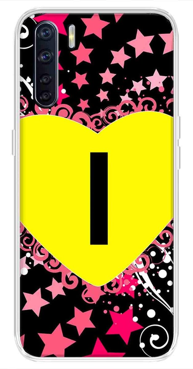 Amazon Brand - Solimo Designer Multicolor Heart Pattern Alphabet-I Printed Soft Back Case Mobile Cover for Oppo F15