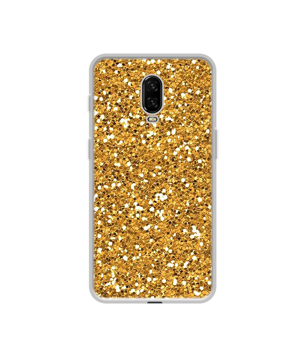 Amazon Brand - Solimo Designer Golden Sparkle UV Printed Soft Back Case Mobile Cover for OnePlus 6T