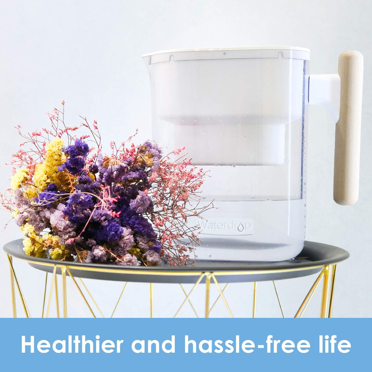 Waterdrop Chubby 10-Cup Water Filter Pitcher, Long-Lasting (300 gallons), 5X Times Lifetime Filtration Jug, Reduces Lead, Fluoride, Chlorine and More, BPA Free, White