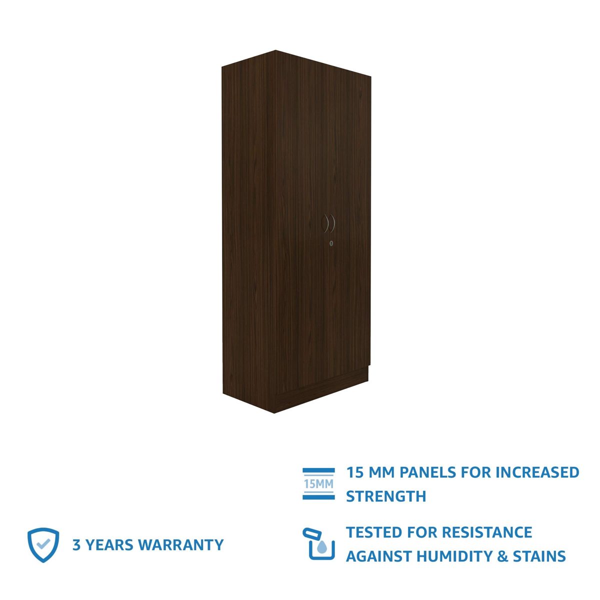 Amazon Brand - Solimo Pyxis Engineered Wood 2-Door Wardrobe (Walnut Finish)