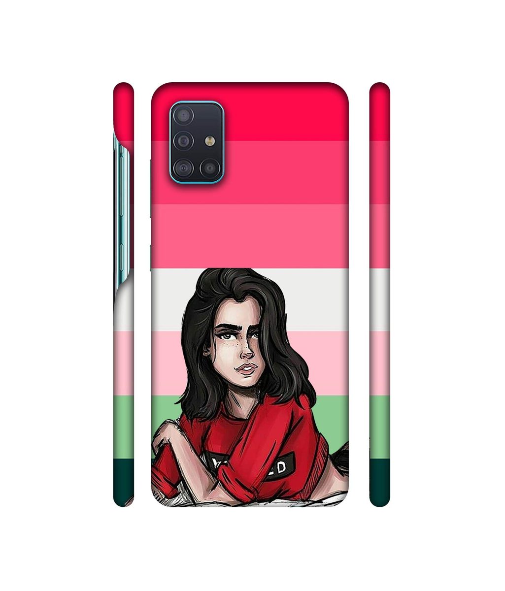 Amazon Brand - Solimo Designer Lady Vector with Line 3D Printed Hard Back Case Mobile Cover for Samsung Galaxy A51