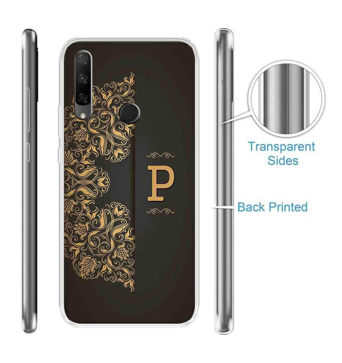Amazon Brand - Solimo Designer Multicolor Black Pattern Alphabet-P Printed Soft Back Case Mobile Cover for Huawei Honor 9X
