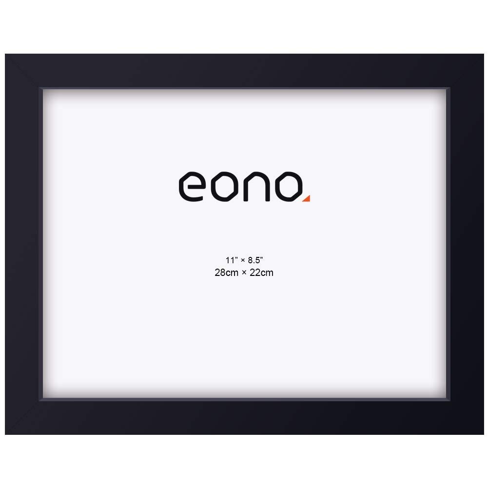 Eono by Amazon - Document Frame/Certificate Frames Made of Solid Wood High Definition Glass and Display Certificates 22x28 cm Standard Paper Frame with Stand Black