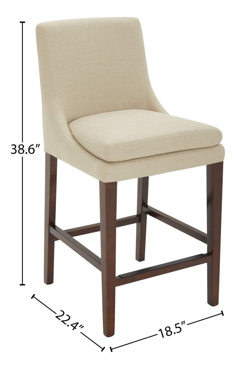 Amazon Brand – Stone & Beam Elise Upholstered Counter-Height Barstool, 38.6"H, Hemp