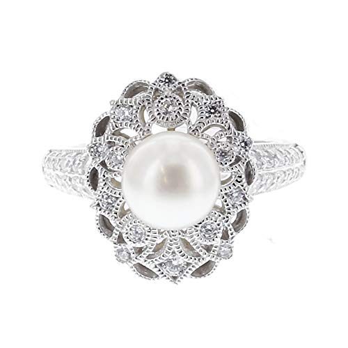 [Find] Amazon Collection roziumumekkisuta-ringusiruba- Incubation Period, 10 mm Freshwater Pearl and Clear Cubic Zirconia Paved Set Ring, Size 14