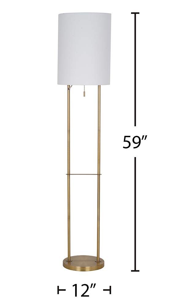 Amazon Brand – Rivet Modern Metal Floor Lamp with Bulb, 59"H, Antique Brass