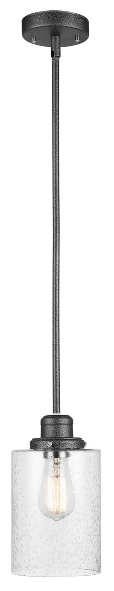 Amazon Brand - Ravenna Home Single-Light Pendant Light with Seeded Glass Shade, Vintage Edison Bulb Included, 57.1"H, Graphite Finish