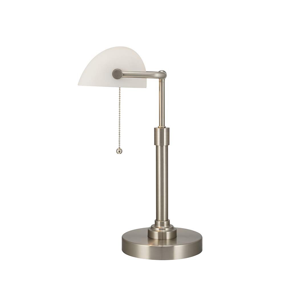 Amazon Brand – Ravenna Home Classic Straight Banker's Task Desk Lamp with LED Light Bulb, 16"H, Brushed Nickel