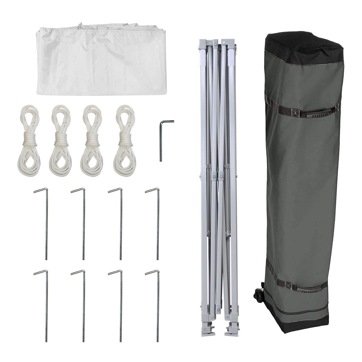 AmazonBasics Outdoor Pop Up Canopy, 10ft x 10ft with Wheeled Carry, 4-pk weight bag, White