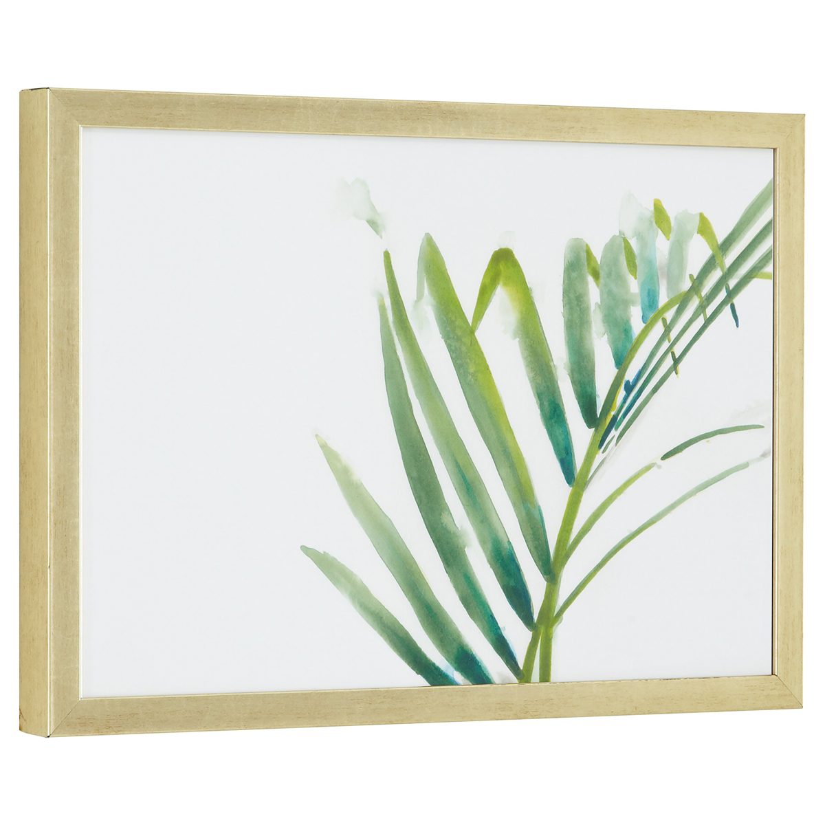 Rivet Modern Left Facing Palm Frond Leaf Print Framed Wall Art Décor