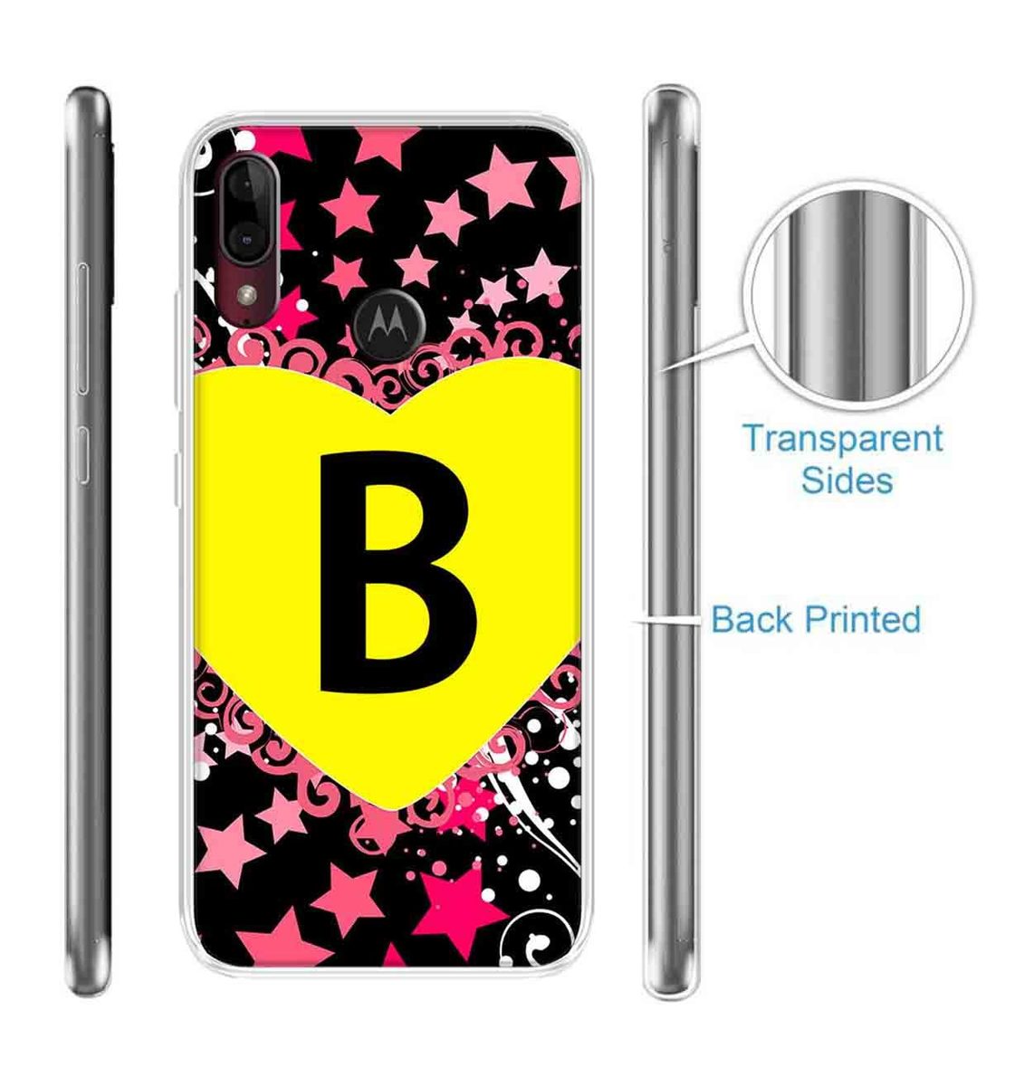 Amazon Brand - Solimo Designer Multicolor Heart Pattern Alphabet-B Printed Soft Back Case Mobile Cover for Motorola Moto E6s / Motorola Moto E6 Plus