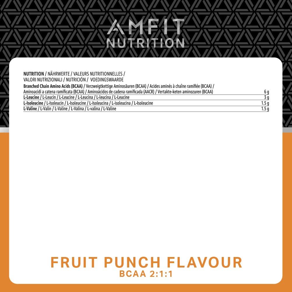 Amazon Brand - Amfit Nutrition - BCAA 2:1:1 - Fruit Punch Flavour 300g, 30 servings