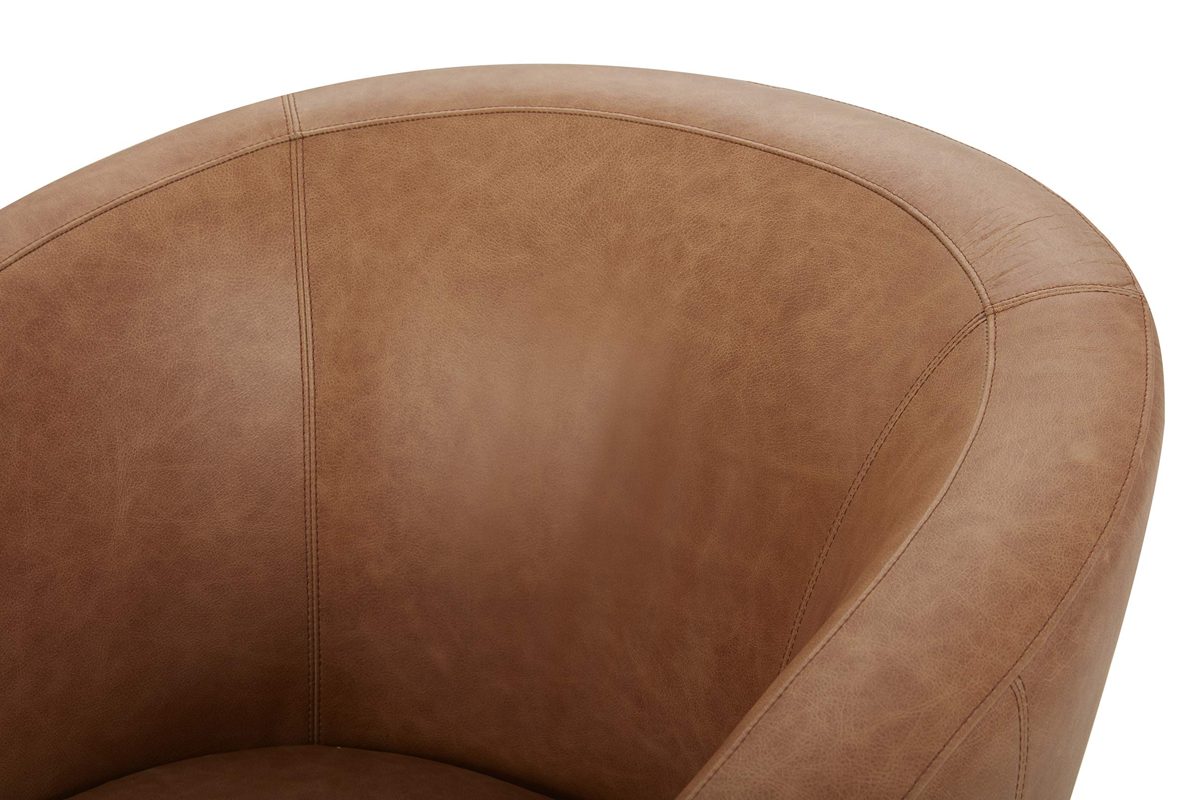Amazon Brand – Rivet Rione Modern Leather Swivel Chair with Rounded Back, 30.3"W, Marseille Cognac