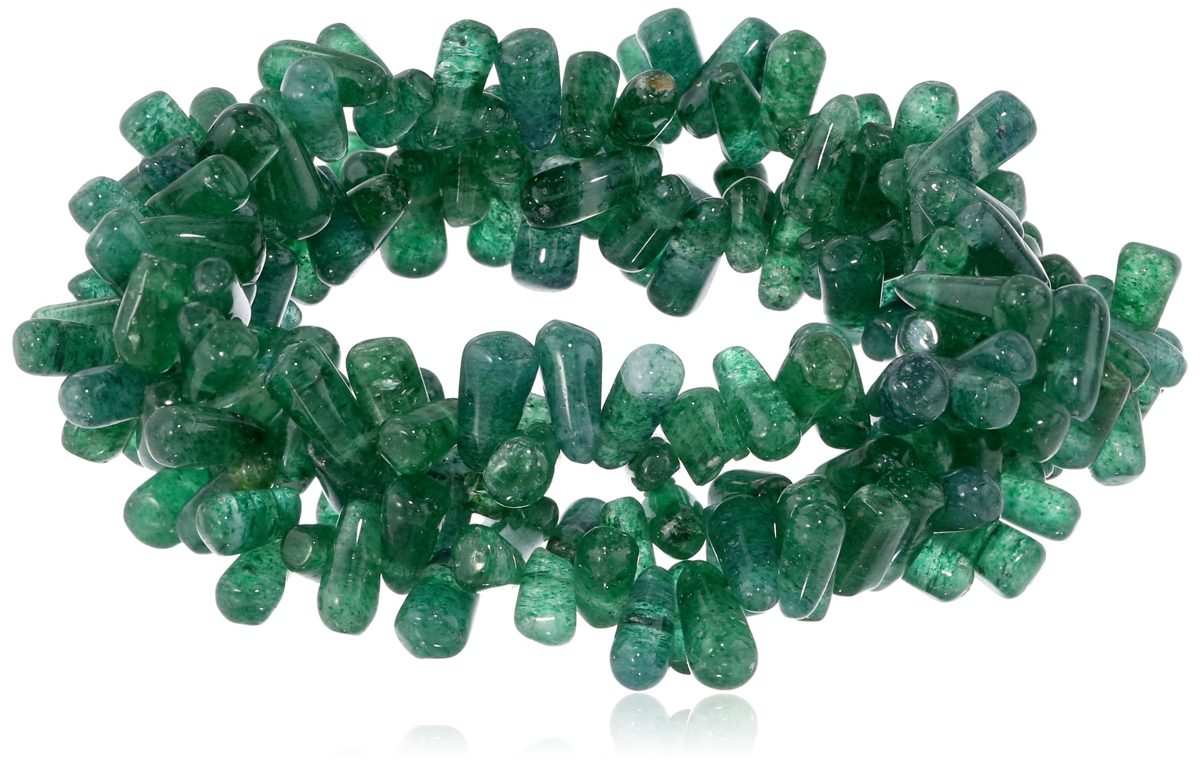 3 Row Green Aventurine Teardrop Stretch Bracelet 7.5"