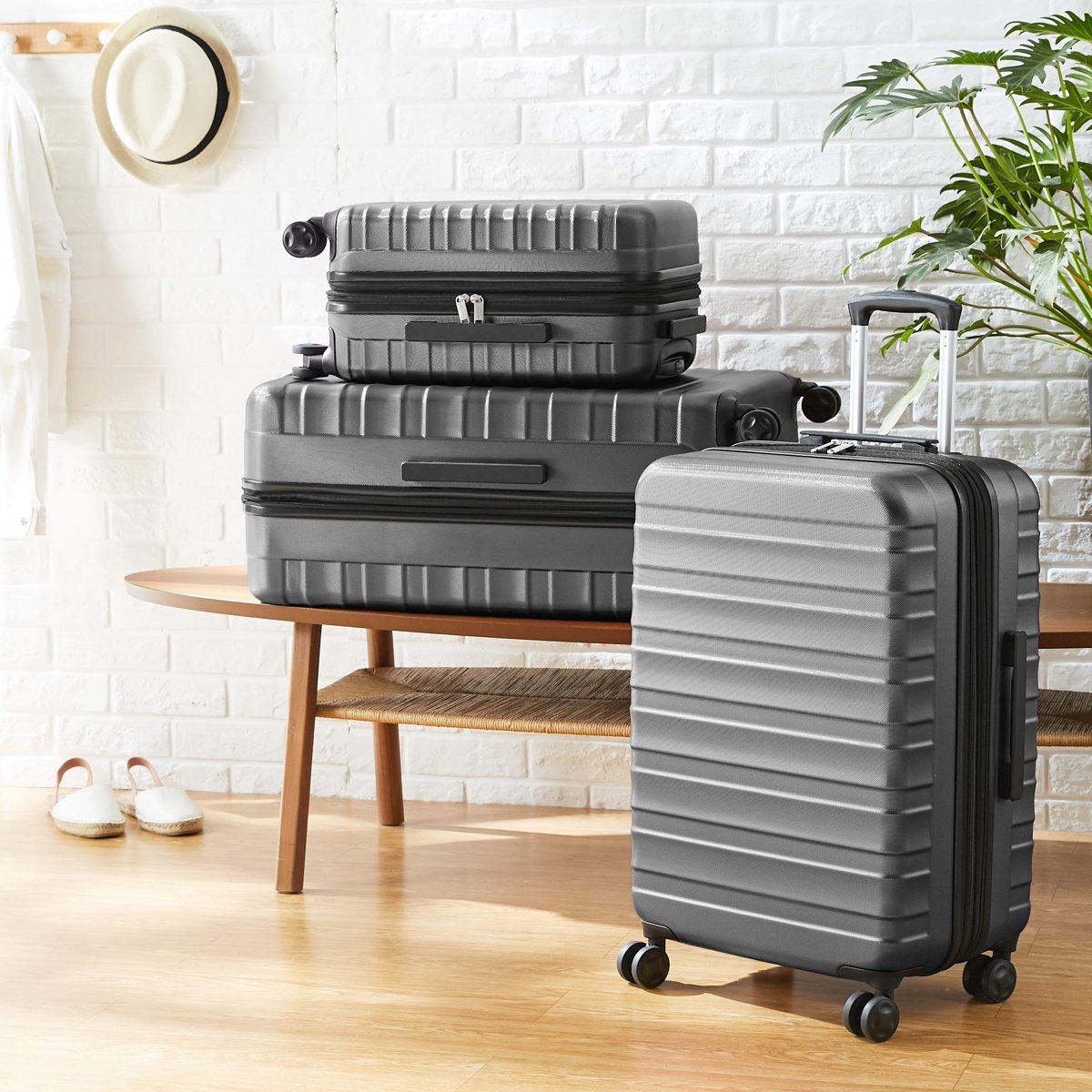 AmazonBasics Hardside Suitcase - 20-Inch, Grey