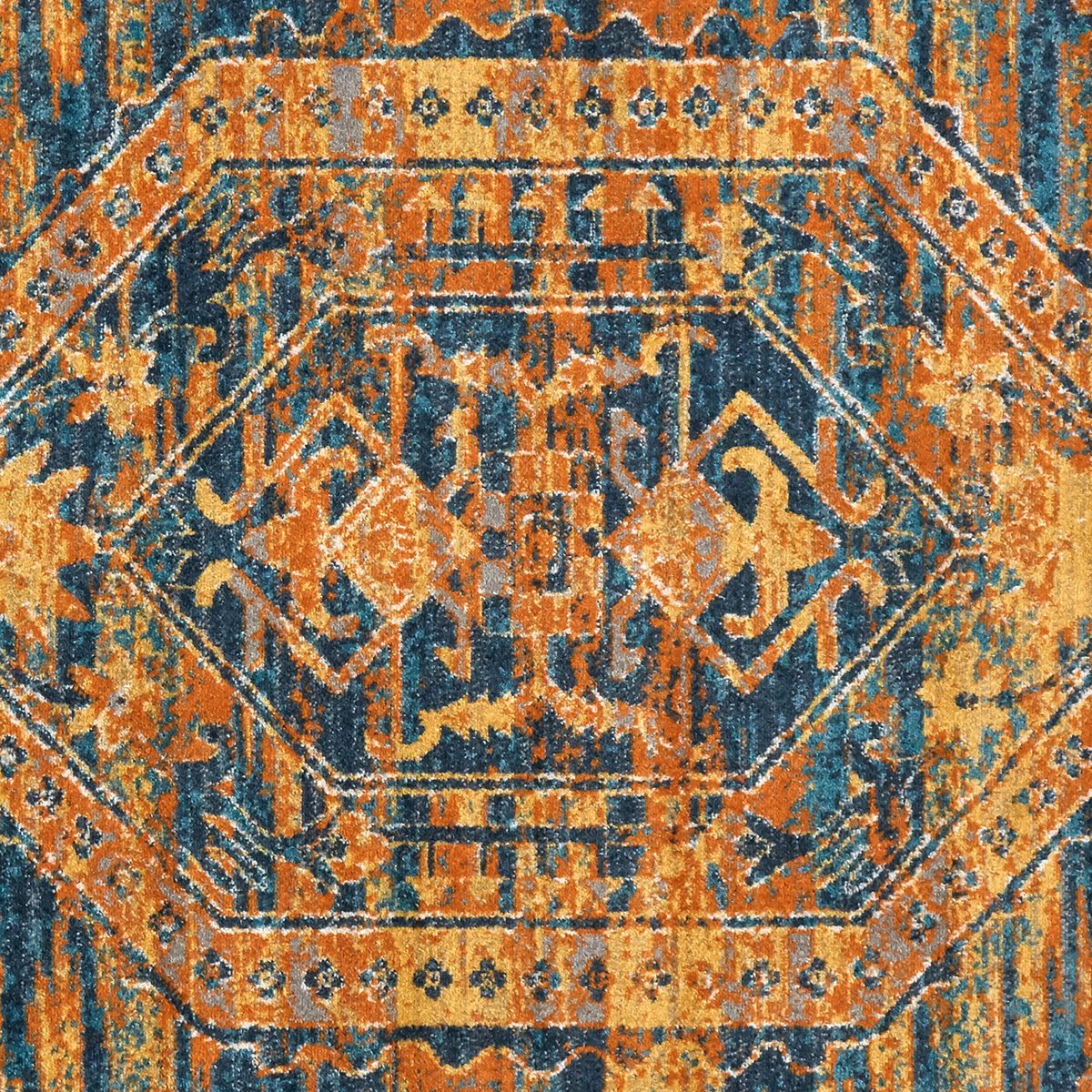 Amazon Brand – Stone & Beam Old World Runner Rug, 2' 2" x 7' 6", Blue and Orange