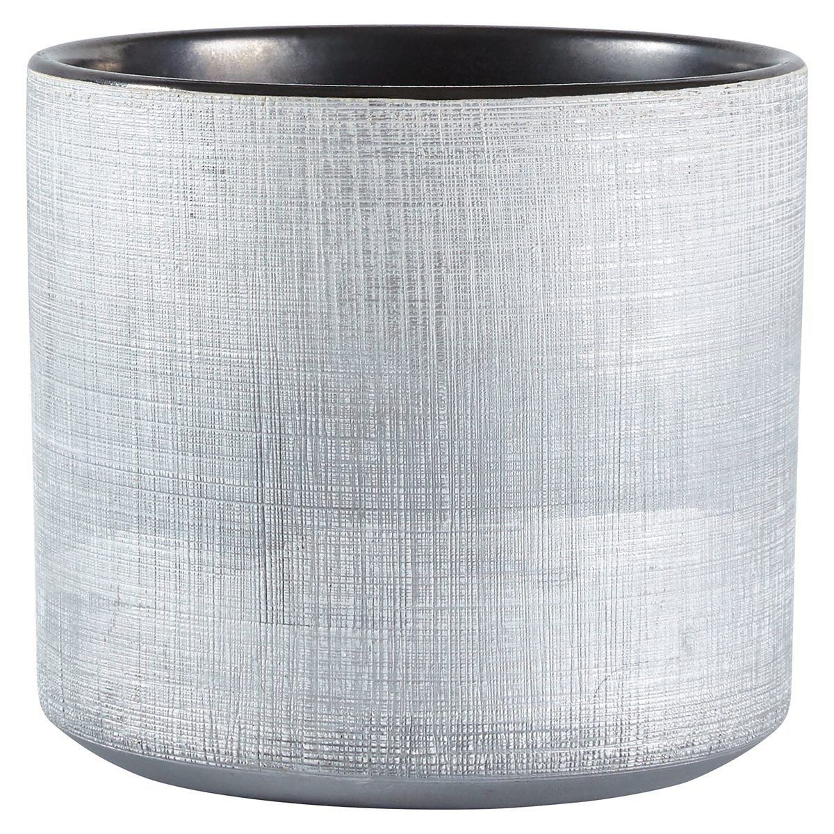 Amazon Brand – Rivet Rustic Stoneware Crosshatch Indoor Flower Plant Pot, 6.25"H, Silver, Medium Planter