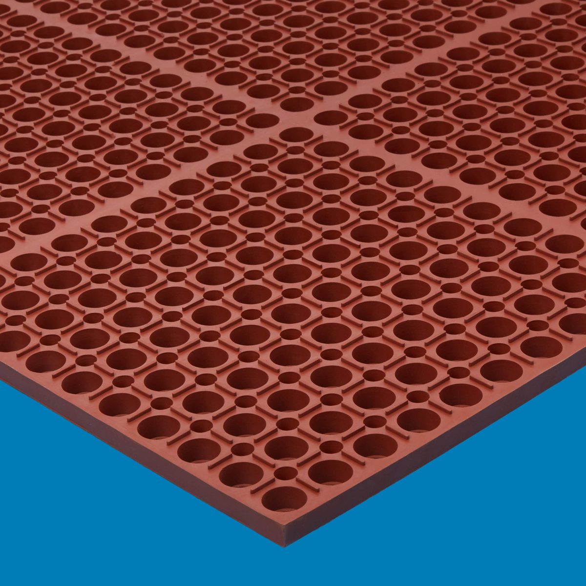 AmazonCommercial Anti-Fatigue Drainage Mat, Heavy Duty Rubber, 3' X 5', 7/8" Thickness, Red Grease-Proof